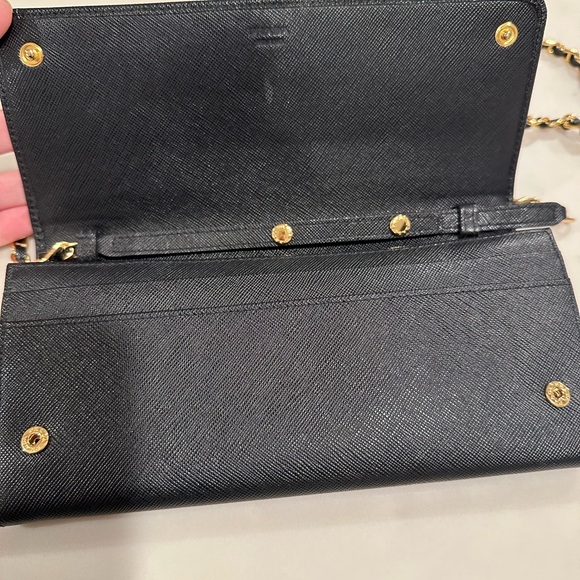 Prada Saffiano Black Leather Wallet on Chain With Box and Authenticity Card - Picture 10 of 14